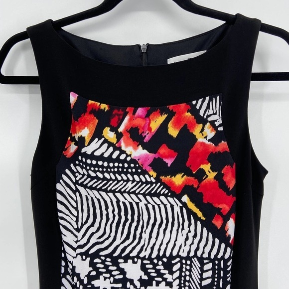 JOSEPH RIBKOFF Black White Red Geometric Design Sleeveless Dress Size 6 - Picture 3 of 6
